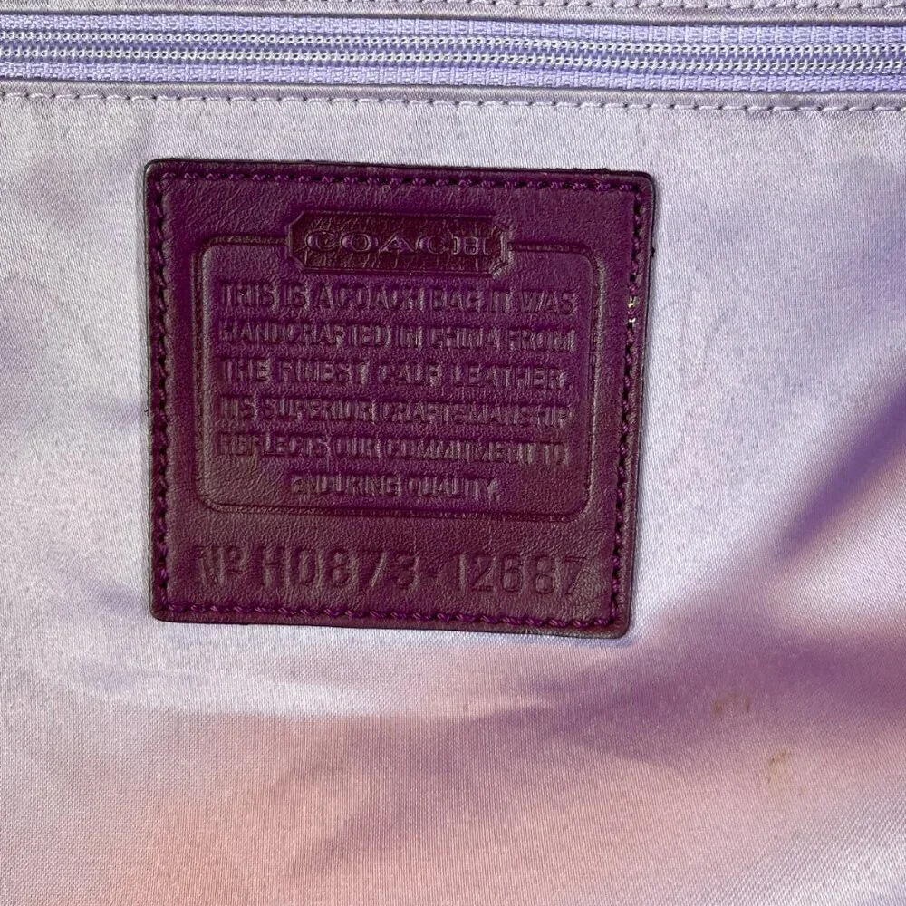 Coach Leather HOBO Shoulder Bag, Purple Patent Leather with HANG TAGS zip close